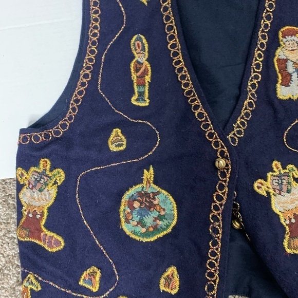 Vintage Christmas vest bells Santa Sz medium - Picture 4 of 4